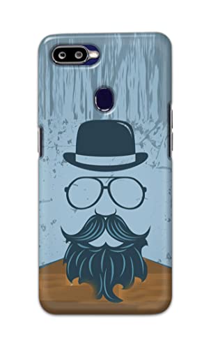 Image of PRINTFIDAA Mustache Beard and Hairstyle Hipster in Glasses Printed Designer Hard Case for Oppo F9 / Oppo F9 Pro /Realme 2 Pro /Realme U1, RMX1801, RMX1807 Back Cover -(e) RPM1002