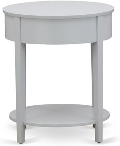 Pemberly Row Contemporary Asian Wood Nightstand, Urban Gray Finish, 28" H x 20" W x 23" D, 1 Drawer Design, Mid Century Modern Style Bedroom End Table, Compact Wooden Side Table with Bottom Shelf