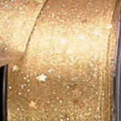 Sheer Metallic Gold with Stars Wired Craft Ribbon 1.5" x 25 Yards