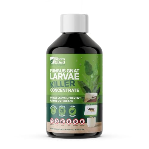 Bloom & Bud Fungus Gnat Larvae Killer Concentrate (100ml) – Makes 20 Applications – Fast-Acting Natural Gnat Control for Houseplants – Kills Larvae – Safe, Non-Toxic, Biodegradable