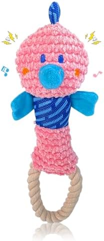 Squeaky Dog Toys for Medium Dogs - Durable Dog Toys for Aggressive Chewers to Keep Them Busy - Interactive Plush Chew Toy with Squeaker for Training Reward & Gift - Pink