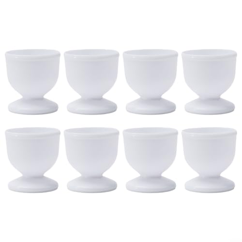 ZWEquipint Kunststoff-Eierbecher-Set für harte, weich gekochte Eier, Küche, Frühstück, Servierständer, Esstischzubehör, weiß, 8 Stück – Bild 3