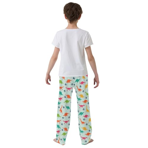 ZZXXB Dinosaur Footprint Boys Long Pants Soft Trousers Elastic Waist Kids Lounge Bottoms with Pockets S-XL3