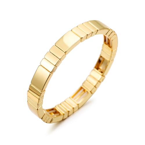 Gold Bracelet for Women 18K Gold Plated Square Bracelet Stretch Elastic Bracelet Fashion Bracelet Jewelry