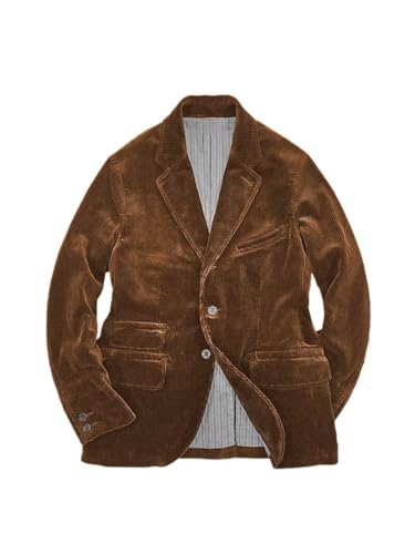 Men's Vintage Corduroy Blazer Notched Lapel Button Down Business Blazer Jacket Sport Coat3