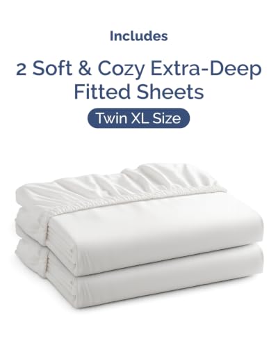 Image of CGK Linens 2 Pack Extra Deep Twin XL Fitted Sheets - White