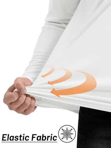 TACVASEN Herren UV Shirts Langarm mit 1/4 Zip Atmungsaktiv Sonnenschutz Outdoor Wasser Fishing Oberteil Rash Guards, Weiß, L