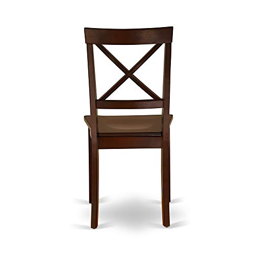 East West Furniture CABO7-MAH-W Mid Century Set 7 Piece-Wooden Chairs Seat-Mahogany Finish Kitchen dining room Table and Frame, 7