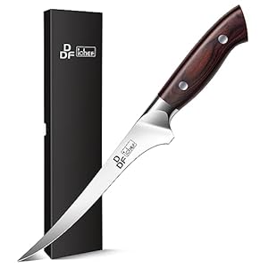 DDF iohEF Fillet Knife 7 Inch Professional Boning Knife High Carbon Japanese Stainless Steel Fish Knife with Full Tang Ergonomic Handle for Meat Cutting Trimming