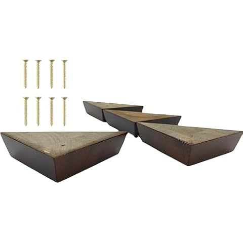 ComfortStyle Furniture Legs, Set of 4 Wood Sofa Corner Feet, 1-1/2" Tall by 5" Wide Triangle, Chair Couch Feet Replacement, Parent (Dark Walnut) Cover