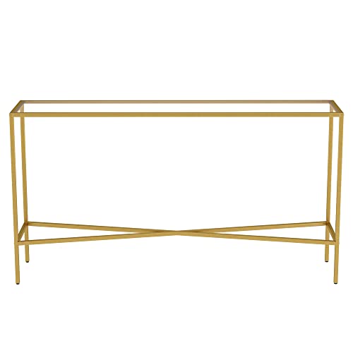 Henn&Hart 55" Glass Rectangular Console Table Entryway Table, Sofa Table for Entryway, Living Room, Couch, Hallway, or Office, Gold by Henn&Hart - Image 2