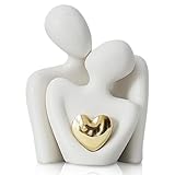 GZXUEHU Romantische Paar Statue, Hochzeitsgeschenke für Brautpaar, Paar Statue Deko Wohnzimmer Goldenes Herz, Umarmendes Brautpaar, Kompakt und Elegant