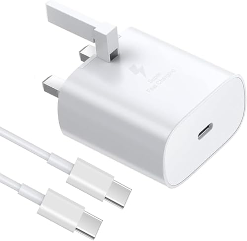 For Huawei P30/P20/P30 Pro/P20 Pro/P30 Lite/Mate 50/10 Pro/20 Pro/10 Nova/Nova 5T Charger Plug [25W] Super Fast Charger Plug USB Type C Fast Charging Cable [1M] High Speed Adapter UK 3 Pin (WHITE)