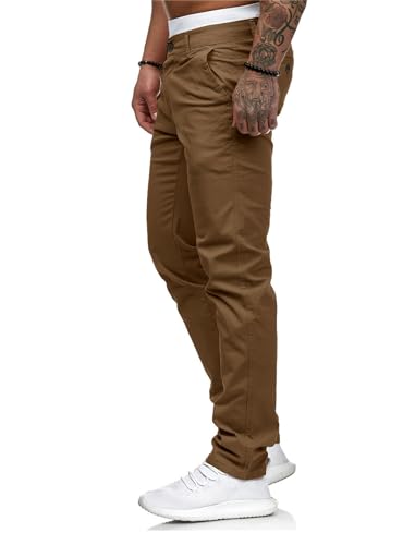 Image of HUNGSON Mens Chinos Dress Pants Slim Fit Stretch Business Casual Golf Work Slacks Trousers