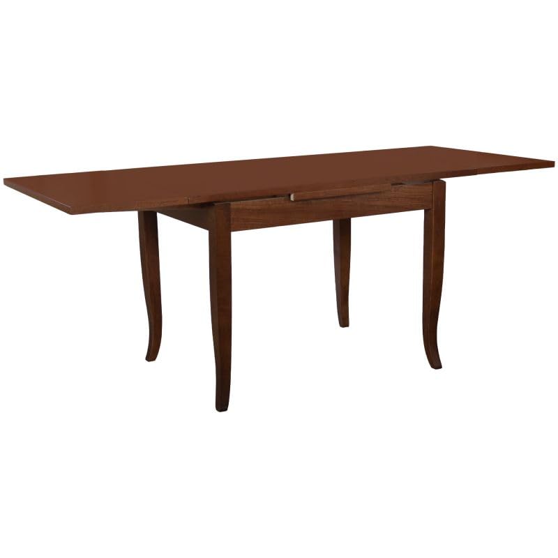 Vicentini arreda TAVOLO DUETTO ALLUNGABILE IN LEGNO ARTE POVERA CON 4 SEDIE PIERA SEDUTA LEGNO NOCE SCURO (100x70 (180))