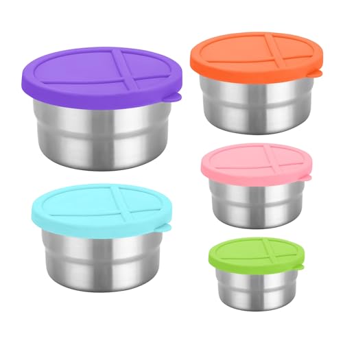 kivrimlarv Recipientes de almacenamiento de acero inoxidable | Lonchera de acero inoxidable con tapas | Cuenco de almacenamiento de alimentos para cocina, picnic, ensalada, camping, diario