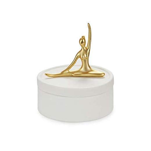 Balvi Caja joyero Ballerina Color Blanco y Dorado Mate Caja de cerámica para Joyas con Tapa y Figura