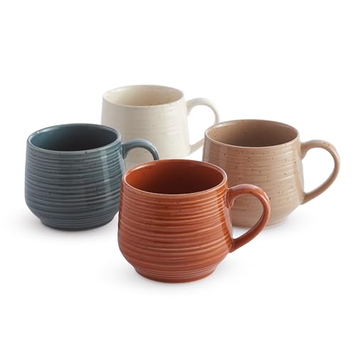 Sango 17.5 oz Stoneware Coffee Mugs Set of 4, Rustic...