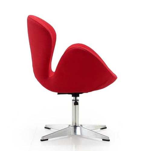 Image of Faux Leather - Modern Swivel Lounge Chair with Hydraulic Lift for Home Office Hotel Cafe (Red)