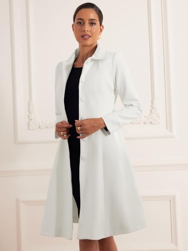 Allegra K Women's 2025 Winter Coat Peter Pan Collar Notch Lapel Single Breasted Flared A-Line Long Peacoat2