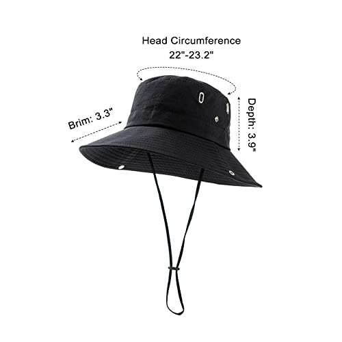 Muryobao Men Sun Hat Summer Wide Brim Upf 50+ Uv Protection Bucket Cap Waterproof Foldable Boonie Hats For Safari Fishing Hiking Black #TOP3