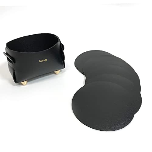 ジアン コースター 収納ケース コースター8枚セット おしゃれ オシャレ 北欧 レザー シンプル (ブラック)