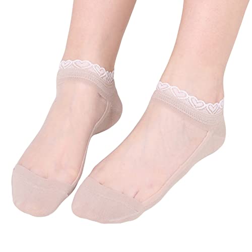 YOLAI Women'S 1Pair Lace Socks Ankle Socks Bow Short Socks Mesh Crew Socks High Elastane Stockings For Women Girls