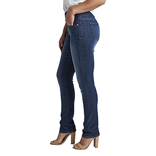 JAG Jeans Women's Petite Peri Mid Rise Straight Leg Pull-on Jeans, Anchor Blue AU315, 2 Petite2