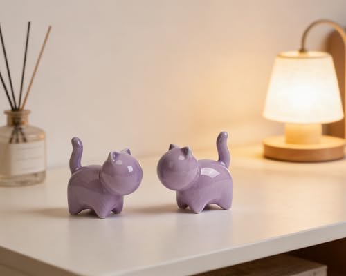 2 Figuras Decorativas Gatos Pequeños de Cerámica miniatura 6