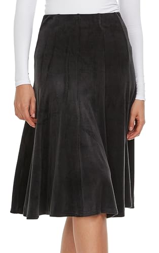 Amazon.com: BGDK Velour Panel Midi Skirt for Women - 27 Inch