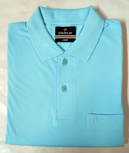 Image of COLDPLAY Men's Cotton Blend Solid Polo T-Shirt | Men's Half Sleeve Polo T-Shirt