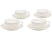 Produktbild Buchensee Teetassen Set aus Fine Bone China Porzellan. 4 Teetassen je 150ml und 4 Unterteller in fein-cremigem Weiß.
