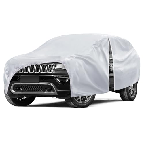 Image of 6 Layers Car Cover Waterproof All Weather for Automobiles, SUV Size A6 Universal Fit for Toyota RAV4 /4Runner, Honda CRV, Hyundai Santa Fe, Nissan Rogue(182-190 inch), Silver