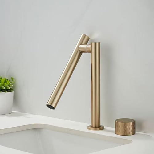 Mitigeur 2 trous cuivre robinetterie lavabo salle de bain or brossé