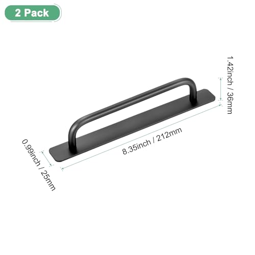 Image of M METERXITY 2-Pack Self Stick Barn Door Handles, 8.35Inch /212mm Length Aluminium Alloy Gate Handle with Double Sided Tape for Bathroom /Wardrobe /Closet, Sliding Door Handle with Plate [Black]