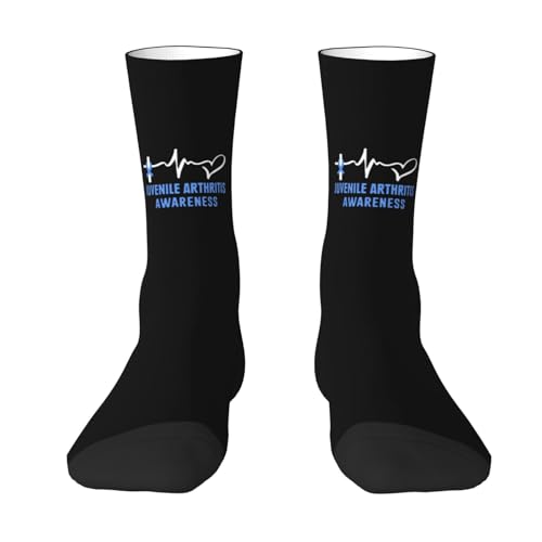 Juvenile Arthritis Awareness Moisture Wicking Crew Socks Athletic Half Calf Socks Unisex Novelty Design Comfortable Breathable0