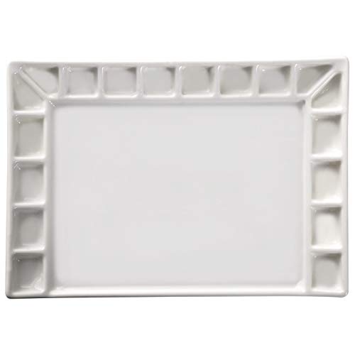 MEEDEN Ceramic Artist Paint Palette, Mixing Porcelain Palette for Watercolor Gouache Acrylic Oil Painting, Rectangle, 18 Wells