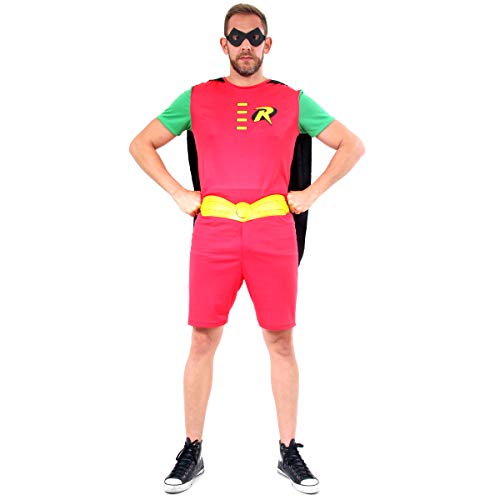 Sulamericana Fantasias Robin Curto Adulto , Gg 50/52, Vermelho/Preto