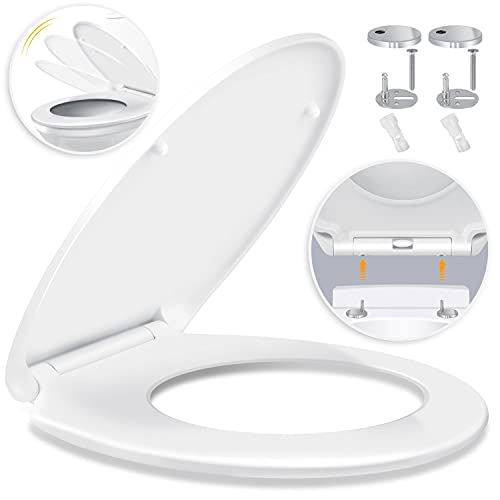 KESSER® Siège de toilette avec frein de chute Abattant de toilette Fonction Quick-Release et Soft-Close - Couvercle de toilette antibactérien en plastique thermodurci Siège de toilette, O-form Cover