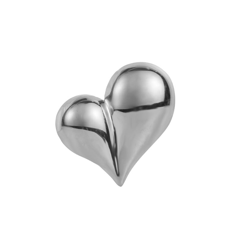 Glossy Peach Heart Brooch for Women, Stainless Steel Chubby Heart Lapel Pin Suit Accessory for Blazer, Saree, Coat, Scarf & Jacket-image-48