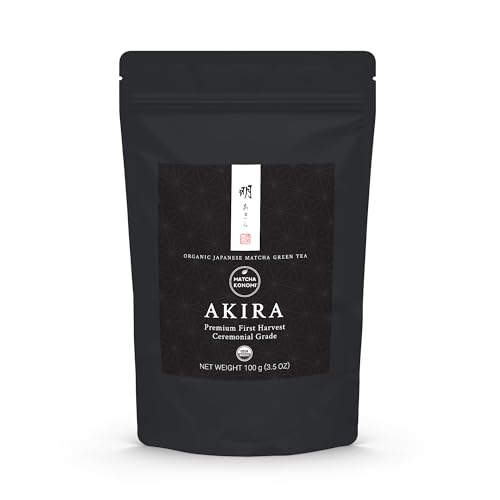 Akira Matcha 100g - Organic Premium Ceremonial Japanese Matcha Green Tea Powder - First Harvest - Zero Sugar - USDA and JAS Certified (3.5 oz bag)