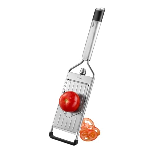 GEFU V‑Hobel PRIMELINE | Stufenlos einstellbar 0–5 mm | Ultrascharfe V‑Klinge | Antirutschfüße & Aufhängeöse | Spülmaschinengeeignet