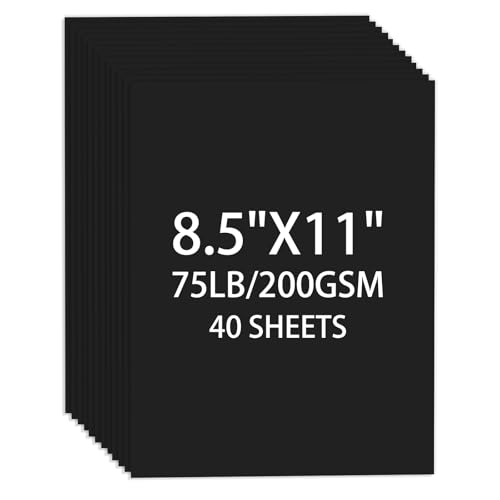 Cardstock 8.5 X 11 40 Sheets Black Card Stock 75lb/ 200gsm Copy Paper Cardstock Printer Paper For Art Drawing Invitations DIY Cards Watercolor Craft Construction School & Office Supplies