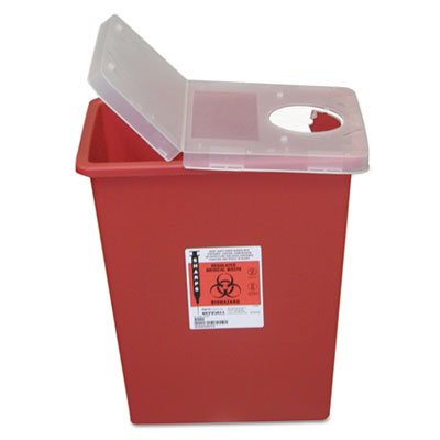 Sharps Containers, Polypropylene, 8 gal, 15 1/2 x 11 x 17 3/4, Red (2 Pack)