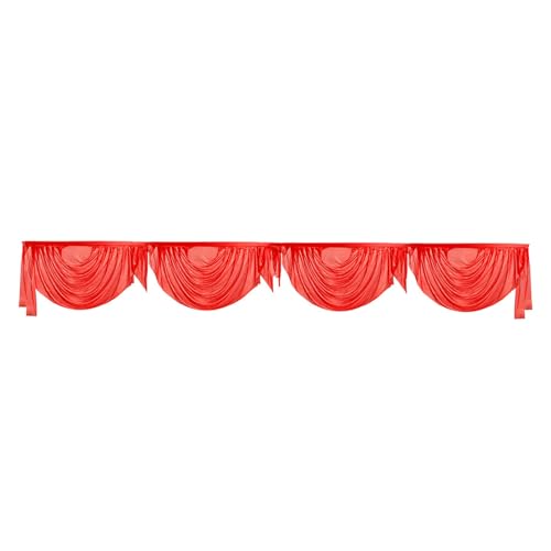 Ice Silk Swag Valance Window Curtain, 300CM Drapes for Wedding, Party, Home, Hotel Decorations Indoor and Outdoor (Red)