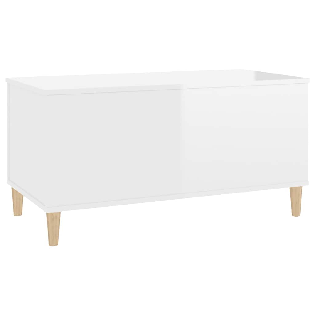 vidaXL mesa de Centro Madera Contrachapada Blanco Brillo 90x44,5x45 cm