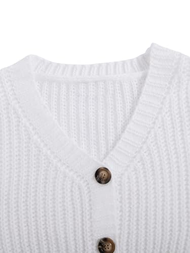 GORGLITTER Women's Button Up Cropped Cardigan Sweaters Chunky Knit Long Sleeve Trendy 2025 Fall Cardigans3