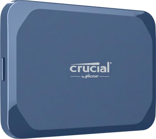 Crucial X10 4TB SSD Externo Portátil, hasta 2100MB/s, USB-C 3.2 Gen2, Clasificación IP65 de resistencia al agua y al polvo, Disco Duro Sólido Externo SSD, Azul Mate - CT4000X10SSD9-02