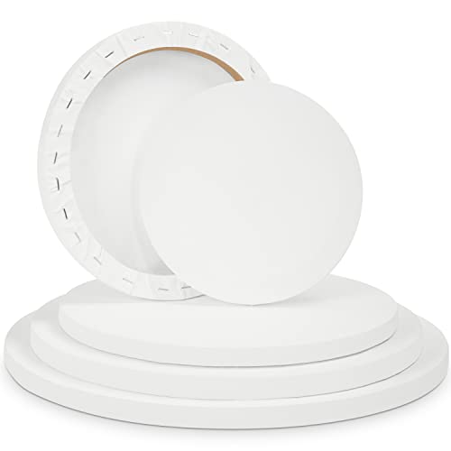 Belle Vous Set de Lienzos para Pintar al Oleo y Acrílico Redondos (Set de 5) Tamaños Variados - Lienzos para Pintar Prestirados para Bocetos y Dibujos - Lienzos Blancos
