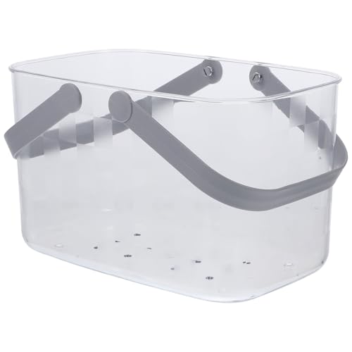 FOMIYES Cesta de Plástico Transparente para Baño Asas, Pequeña Cesta Hueca para Almacenar Artículos Diversos, Contenedor de Almacenamiento Portátil Adecuado para Ducha y Color Aleatorio